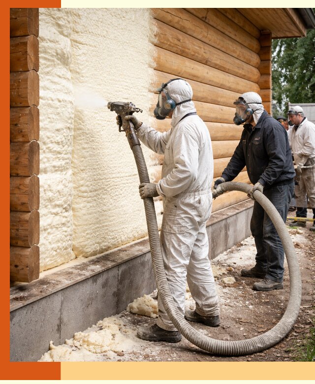 Утепление дома из бруса пенополиуретаном в Ивантеевке