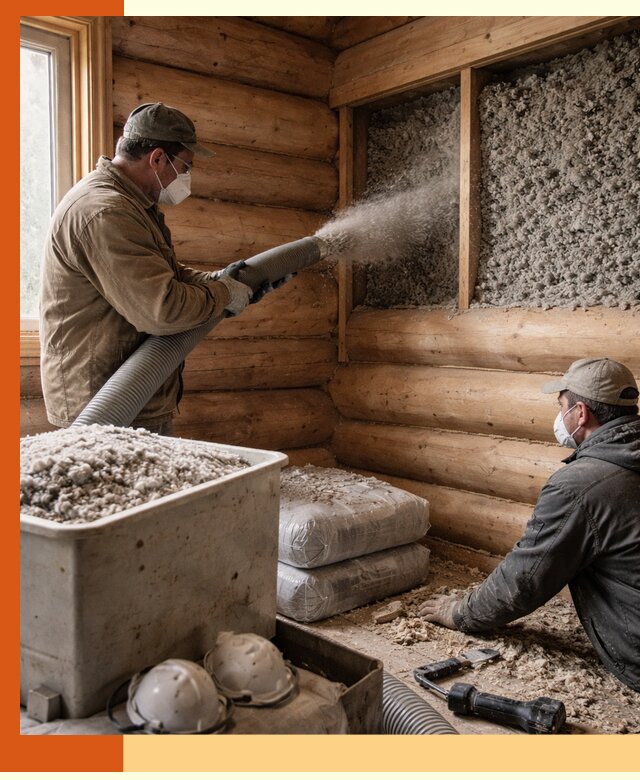 Утепление дома из бруса эковатой в Ивантеевке