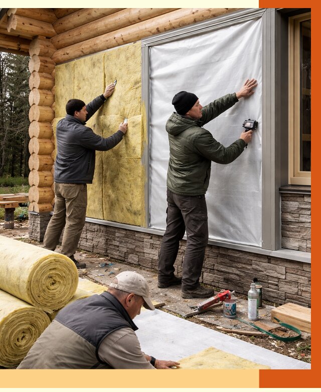 Утепление бревенчатого дома в Ивантеевке от 7870 руб/м2 — заказать под ключ | ТепломастерВнт