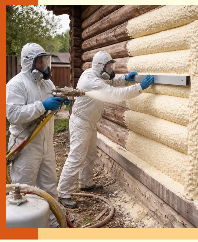 Утепление бревенчатого дома ППУ в Ивантеевке эффективной изоляцией