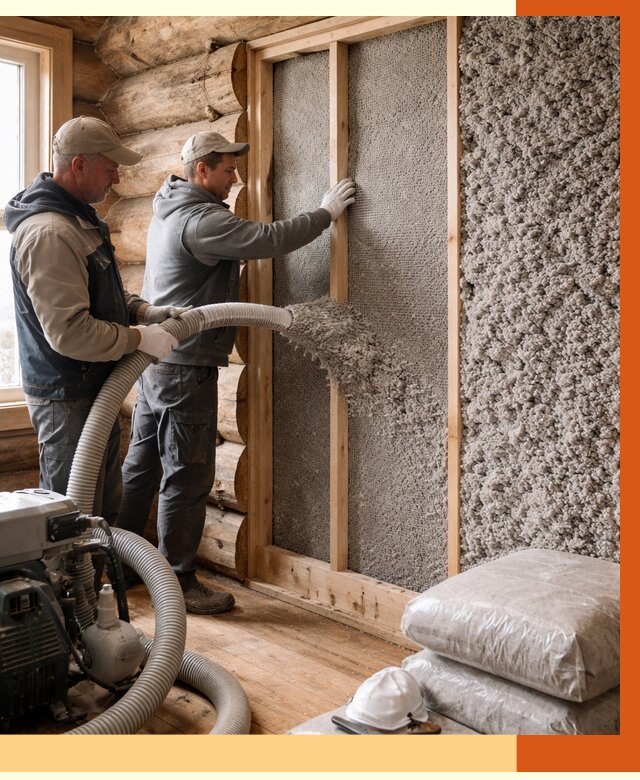 Утепление бревенчатого дома эковатой в Ивантеевке от 2829 руб. | ТепломастерВнт