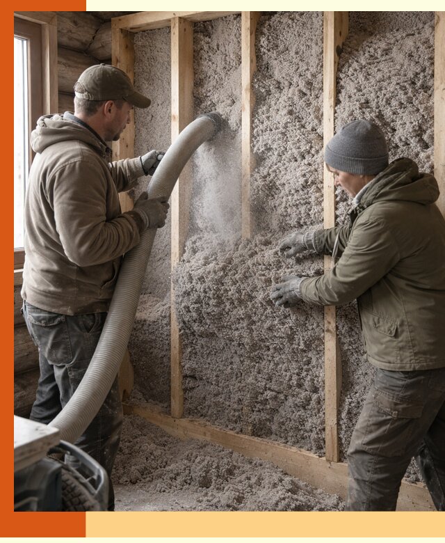 Утепление бревенчатого дома эковатой в Ивантеевке