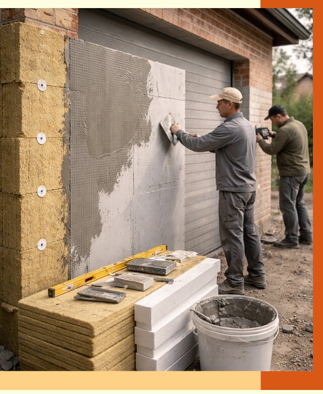 Утепление гаража снаружи в Ивантеевке от 4321 руб. за м2 — наружное утепление под ключ | ТепломастерВнт
