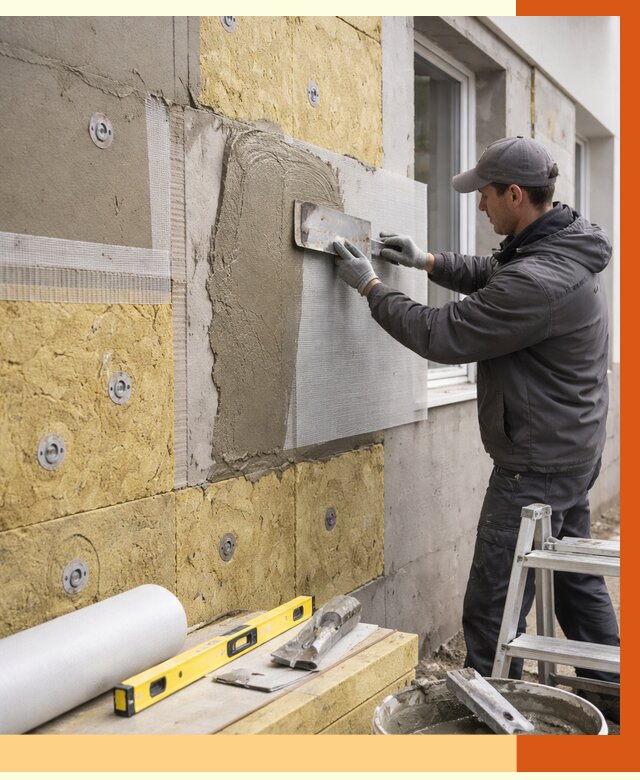 Утепление фасада под штукатурку в Ивантеевке от 4321 руб/м2 — монтаж пенопластом и минватой | ТепломастерВнт