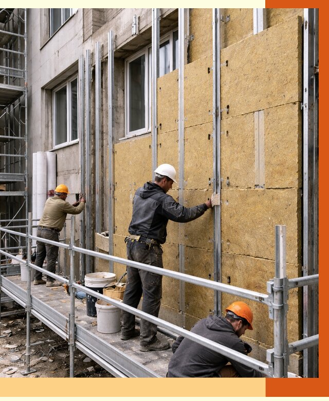 Утепление вентилируемого фасада в Ивантеевке от 5761 руб/м2 — монтаж и утепление вентфасад | ТепломастерВнт