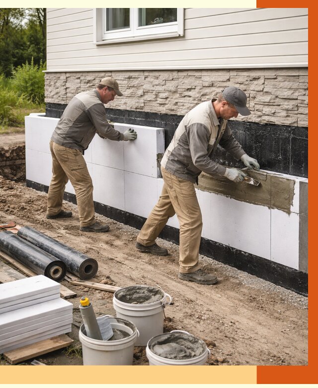 Утепление фундамента снаружи в Ивантеевке от 4321 руб. за м² | ТепломастерВнт