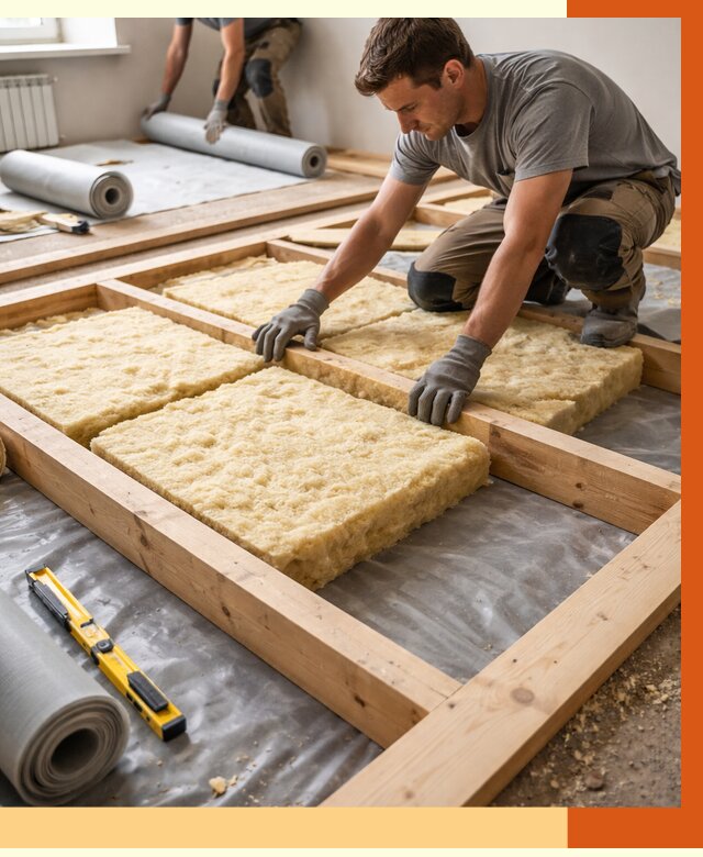 Утепление деревянного пола в Ивантеевке от 1543 руб./м2 под ключ | ТепломастерВнт