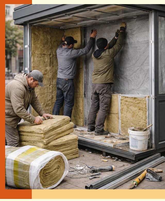 Утепление павильона шаурмы под ключ в Ивантеевке