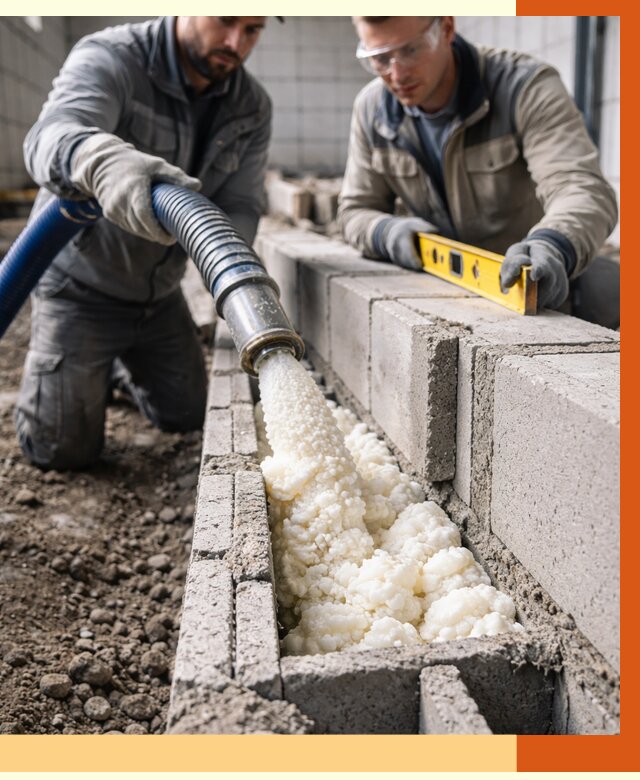 Заполнение колодцевой кладки ППУ в Ивантеевке от 4321 руб. за м2 | ТепломастерВнт