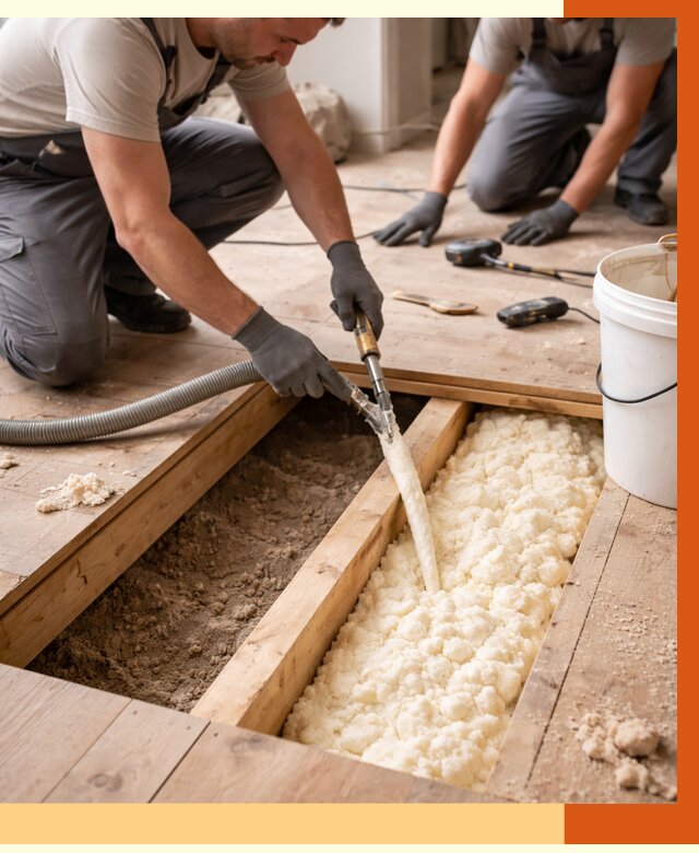Заполнение пустот пола в Ивантеевке от 2777 руб. — утепление пустот пола под ключ | ТепломастерВнт