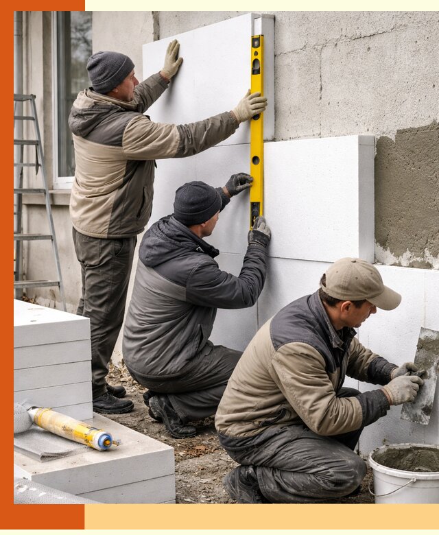 Утепление пенопластом наружных стен и фасадов в Ивантеевке