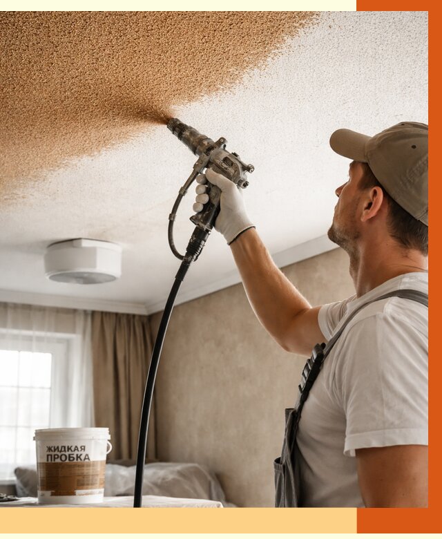 Утепление потолка жидкой пробкой в Ивантеевке от 3600 руб. | ТепломастерВнт