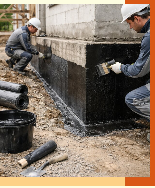 Гидроизоляция фундамента в Ивантеевке от 1286 руб. — профессионально, под ключ | ТепломастерВнт