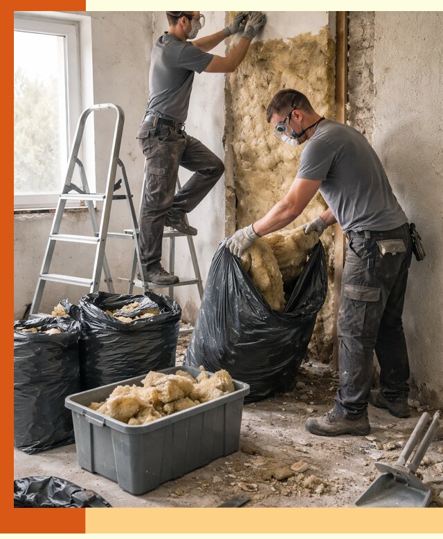 Демонтаж старого утеплителя и вывоз отходов в Ивантеевке